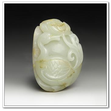 和田白玉籽料寶鴨穿蓮49x34x18mm（競拍）